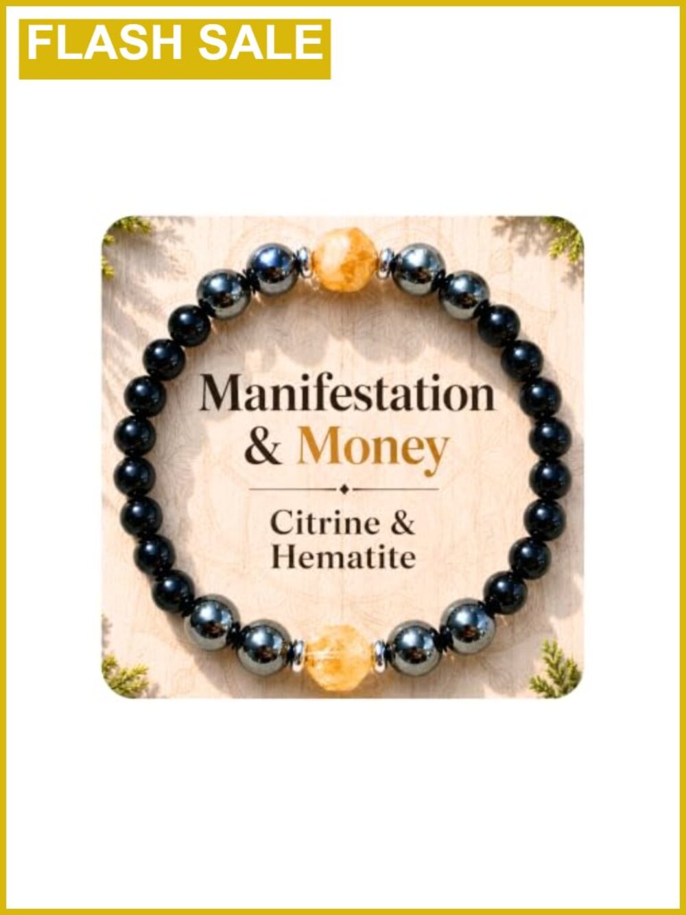 Citrine Hematite Obsidian Crystal Stretch Bracelet